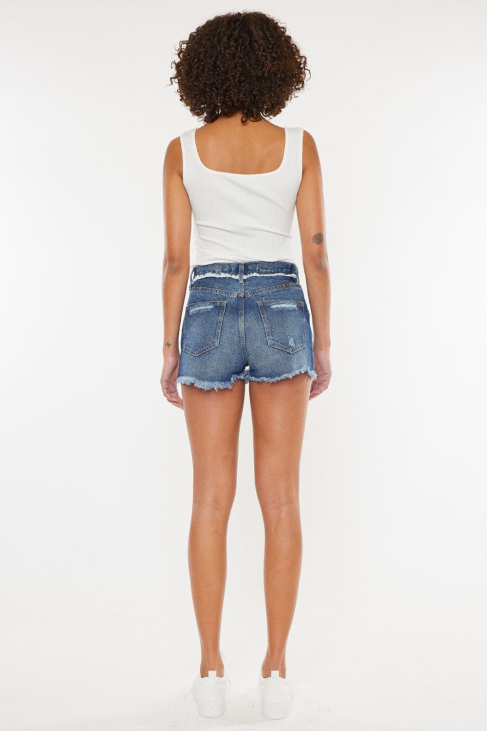 Kancan Distressed Button Fly Denim Shorts us.meeeshop - 