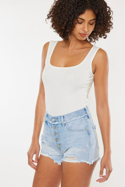 Kancan Distressed Button Fly Denim Shorts us.meeeshop - 