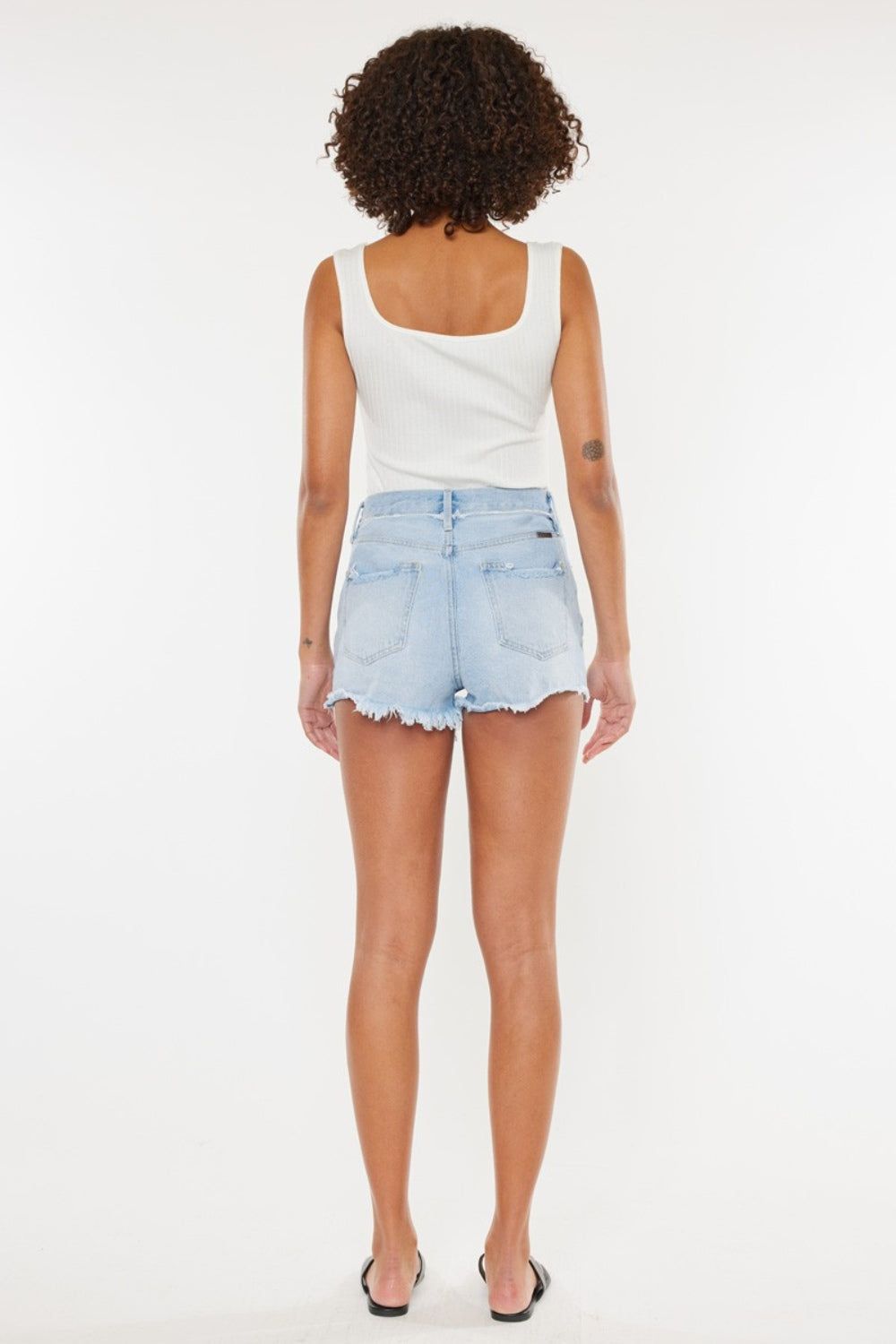 Kancan Distressed Button Fly Denim Shorts us.meeeshop - 