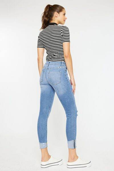 Kancan Distressed Cat's Whiskers Button Fly Jeans - us.meeeshop