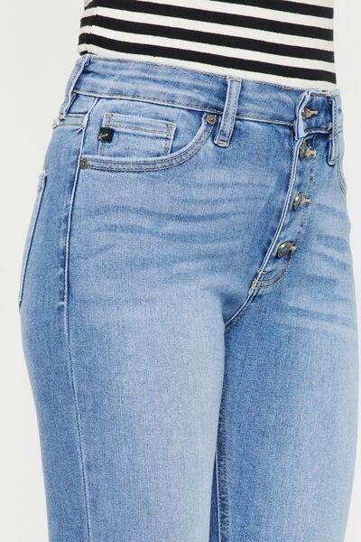 Kancan Distressed Cat's Whiskers Button Fly Jeans - us.meeeshop