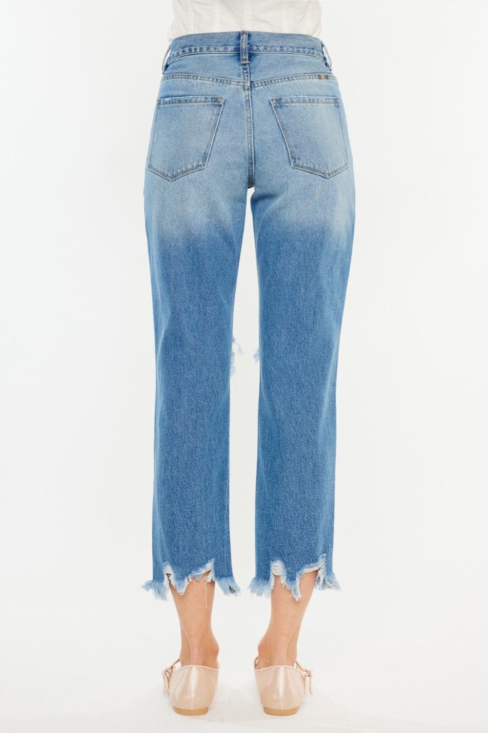 Kancan Distressed Frayed Hem Cropped Jeans us.meeeshop - 