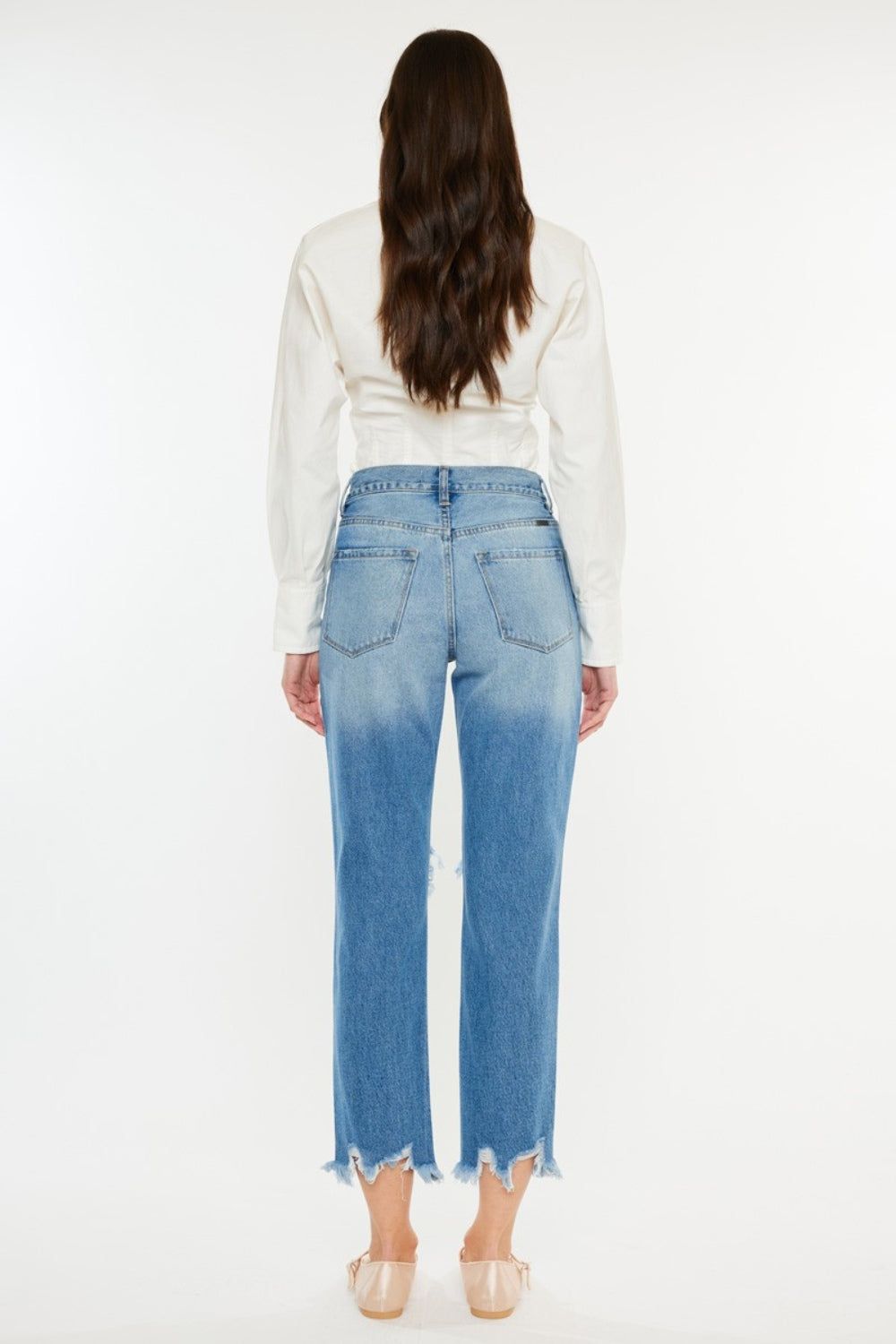 Kancan Distressed Frayed Hem Cropped Jeans us.meeeshop - 