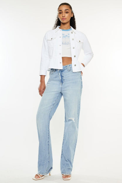 Kancan Distressed High Waist Straight Jeans us.meeeshop - Pants