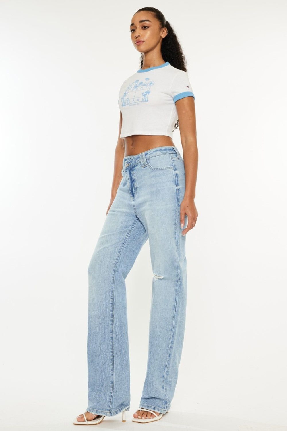 Kancan Distressed High Waist Straight Jeans us.meeeshop - 