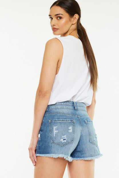 Kancan Full Size High Rise Raw Hem Denim Shorts us.meeeshop - 