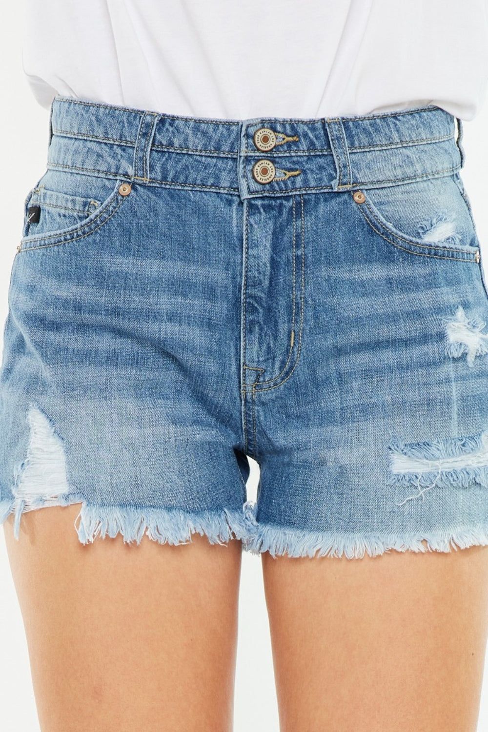 Kancan Full Size High Rise Raw Hem Denim Shorts us.meeeshop - 