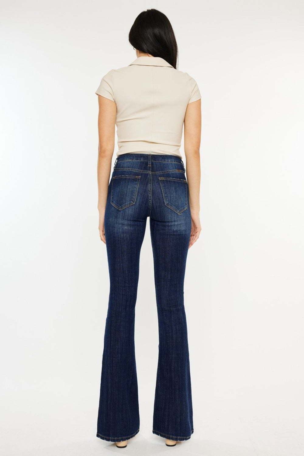 Kancan Full Size Mid Rise Slim Flare Jeans In Dark us.meeeshop - 