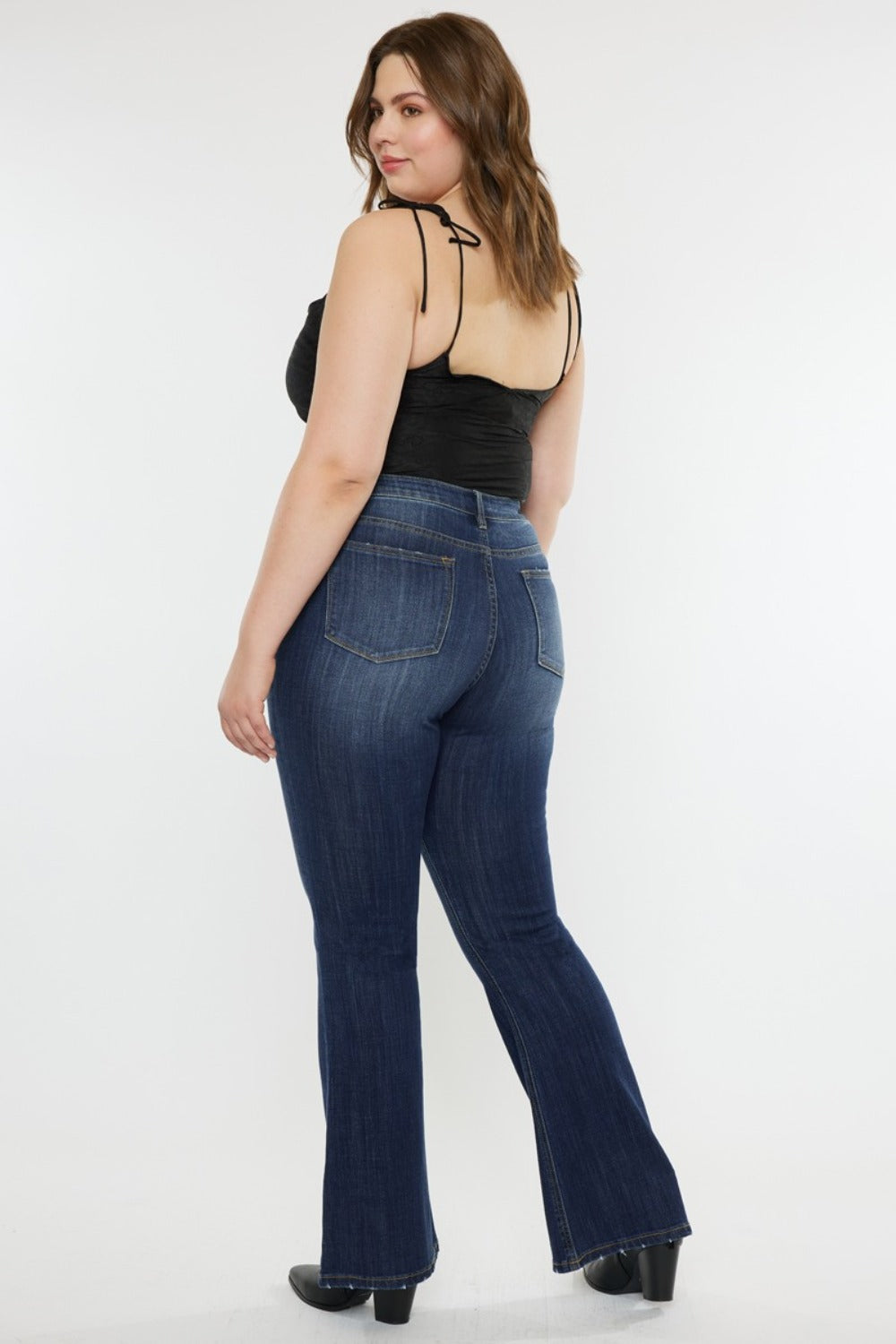 Kancan Full Size Mid Rise Slim Flare Jeans In Dark us.meeeshop - 