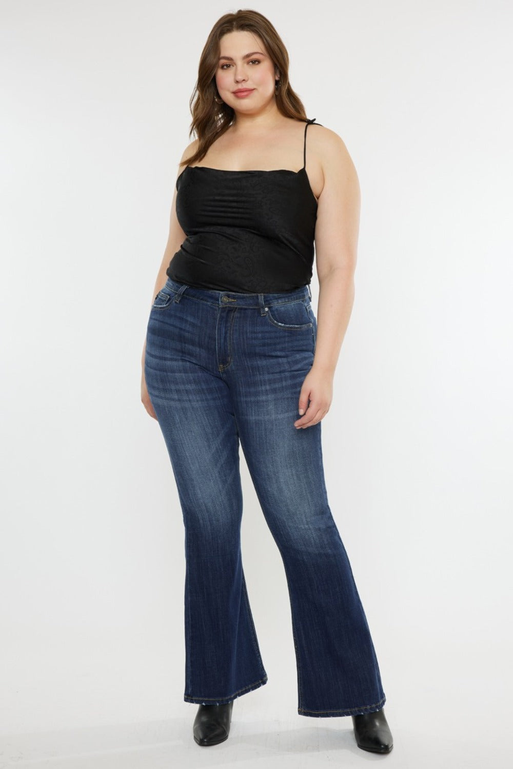 Kancan Full Size Mid Rise Slim Flare Jeans In Dark us.meeeshop - Pants