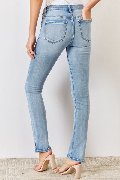 Kancan Full Size Mid Rise Y2K Slit Bootcut Jeans us.meeeshop - 