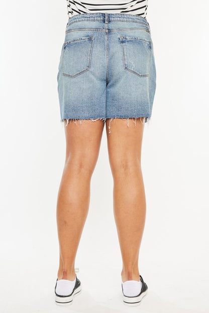 Kancan Full Size Raw Hem High Waist Denim Shorts us.meeeshop - 