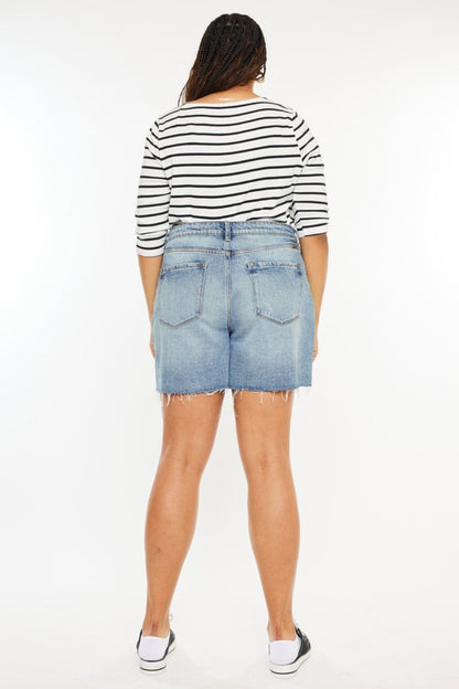 Kancan Full Size Raw Hem High Waist Denim Shorts us.meeeshop - 