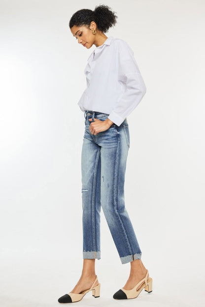 Kancan High Rise Cuffed Straight Jeans us.meeeshop - 