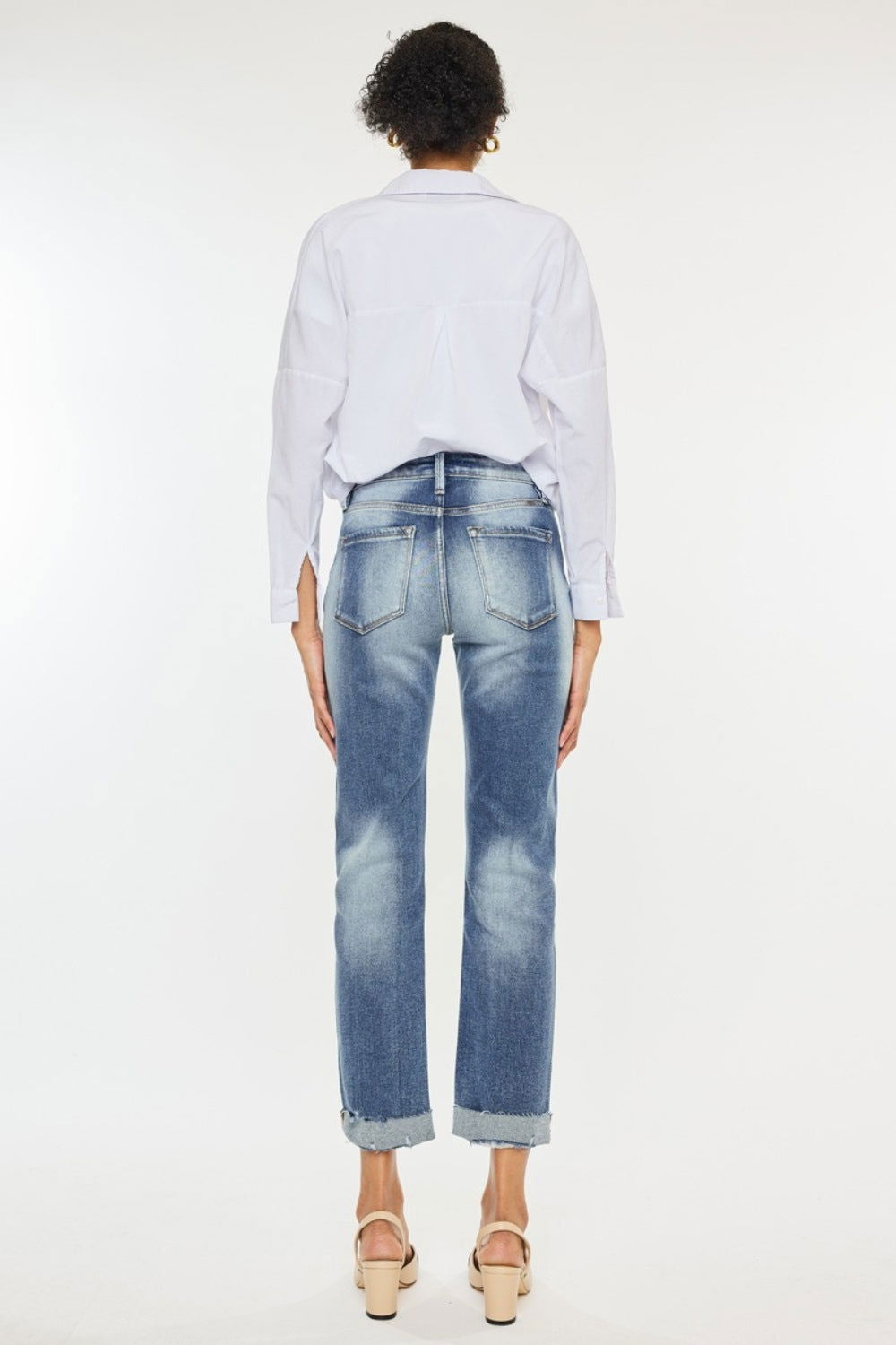 Kancan High Rise Cuffed Straight Jeans us.meeeshop - 