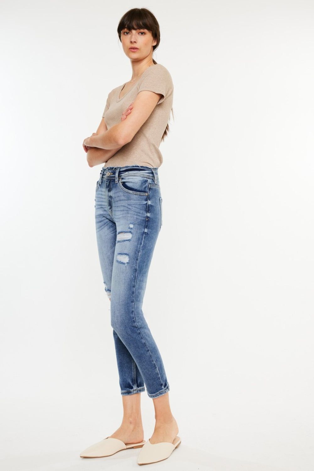 Kancan High Rise Distressed Mom Jeans us.meeeshop - 