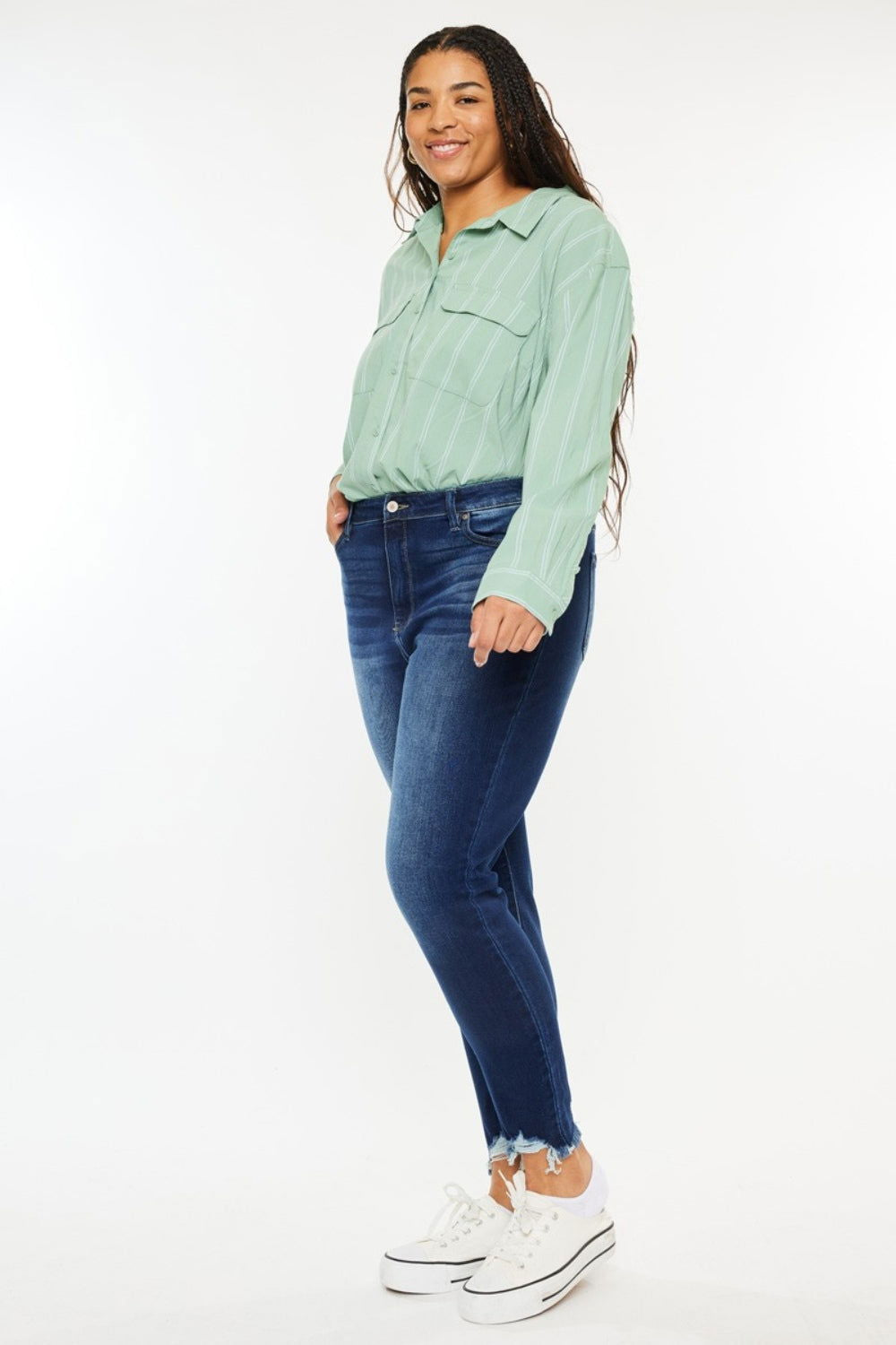 Kancan High Rise Frayed Ankle Skinny Jeans us.meeeshop - 