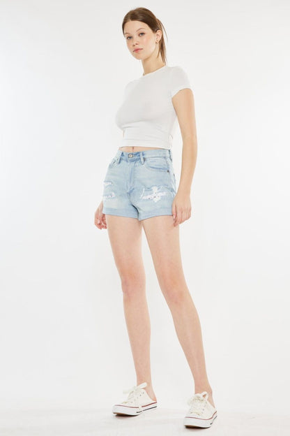 Kancan High Rise Repaired Mom Denim Shorts us.meeeshop - 