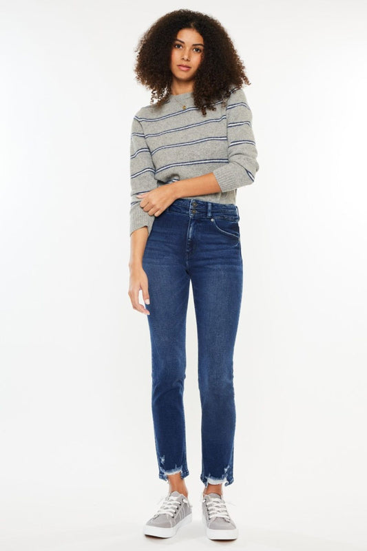 Kancan High Rise Slim Straight Jeans us.meeeshop - Pants