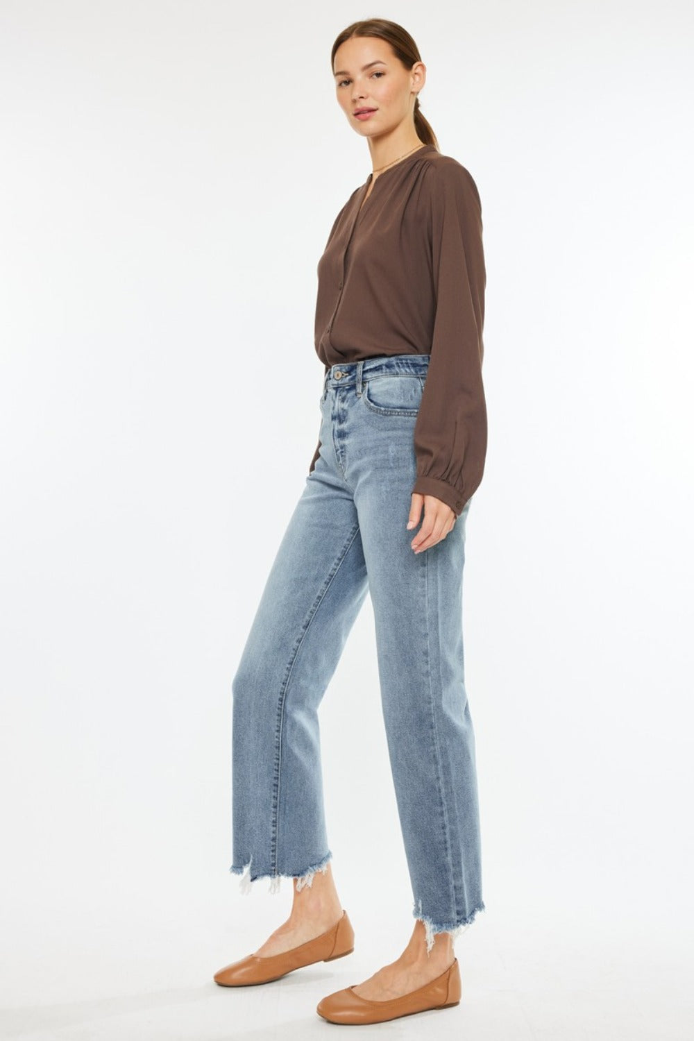 Kancan High Rise Slim Wide Leg Jeans In Light us.meeeshop - 