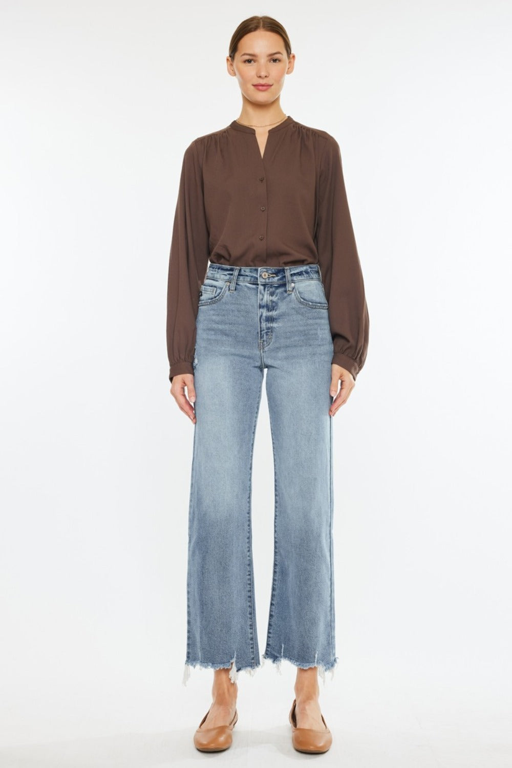 Kancan High Rise Slim Wide Leg Jeans In Light us.meeeshop - 