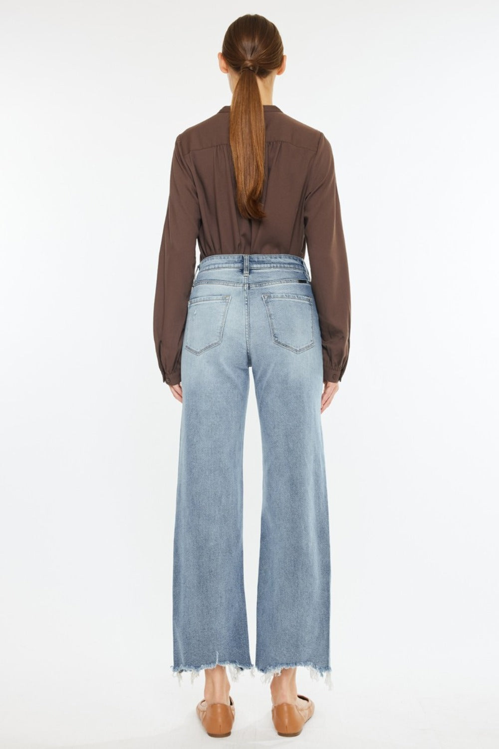 Kancan High Rise Slim Wide Leg Jeans In Light us.meeeshop - 