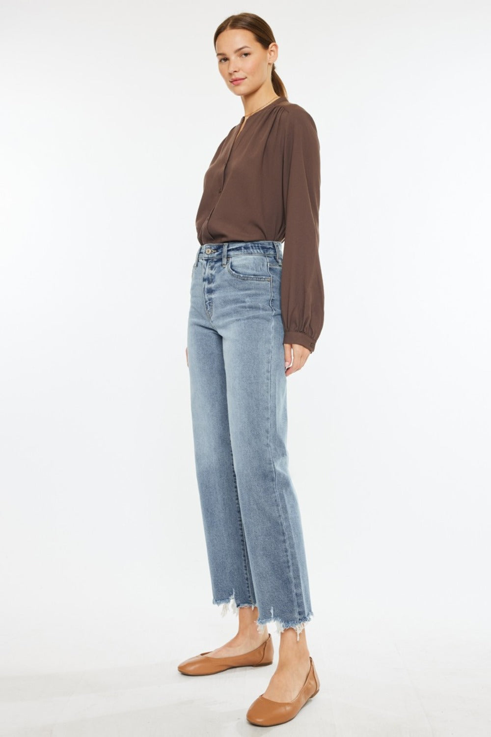 Kancan High Rise Slim Wide Leg Jeans In Light us.meeeshop - 