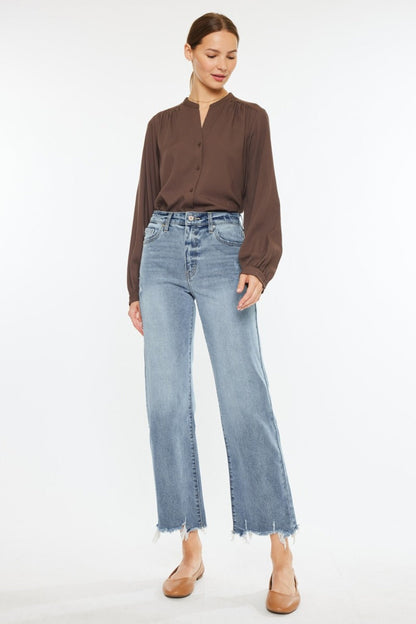 Kancan High Rise Slim Wide Leg Jeans In Light us.meeeshop - 