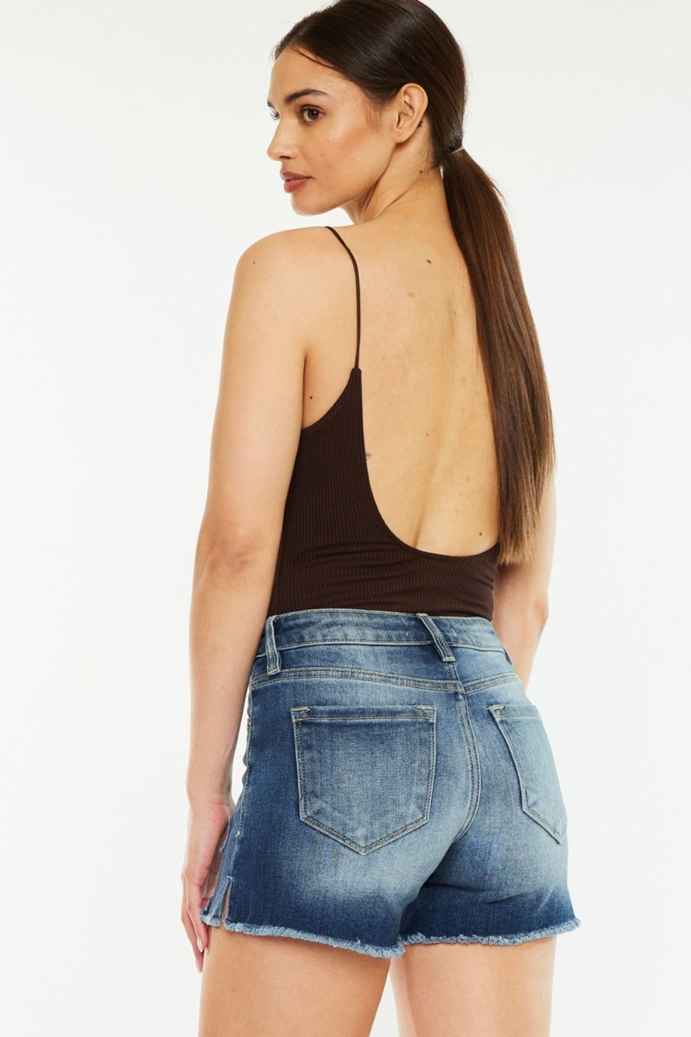 Kancan High Waist Raw Hem Denim Shorts us.meeeshop - 