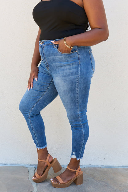 Kancan | Lindsay Full Size Raw Hem High Rise Skinny Jeans | us.meeeshop