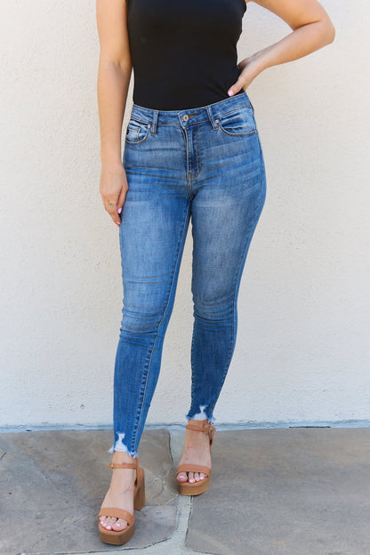 Kancan | Lindsay Full Size Raw Hem High Rise Skinny Jeans | us.meeeshop