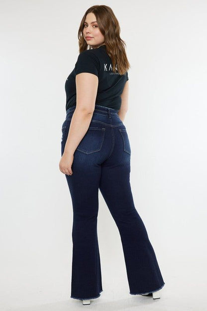 Kancan Plus High Rise Double WB Fray Hem Flare Jeans us.meeeshop - 