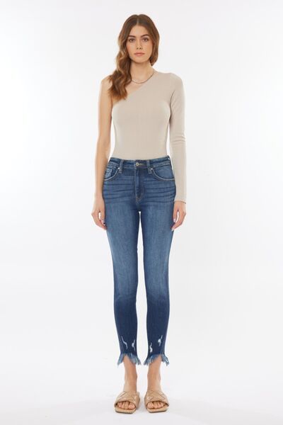 Kancan Raw Hem High Waist Cropped Jeans us.meeeshop - 