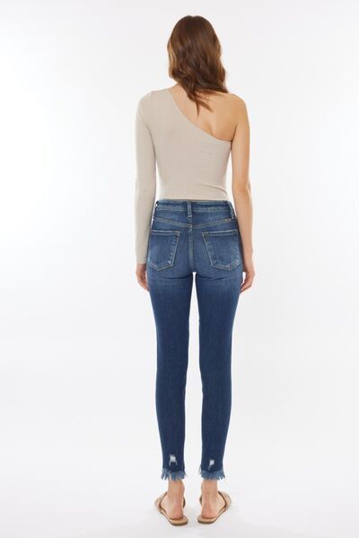 Kancan Raw Hem High Waist Cropped Jeans us.meeeshop - 