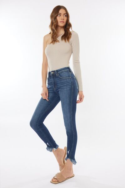 Kancan Raw Hem High Waist Cropped Jeans us.meeeshop - 