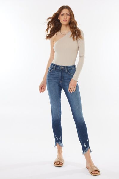 Kancan Raw Hem High Waist Cropped Jeans us.meeeshop - 