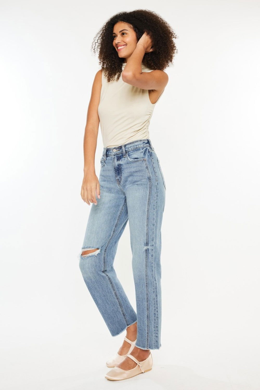 Kancan Ultra High Rise Distressed Straight Jeans us.meeeshop - 