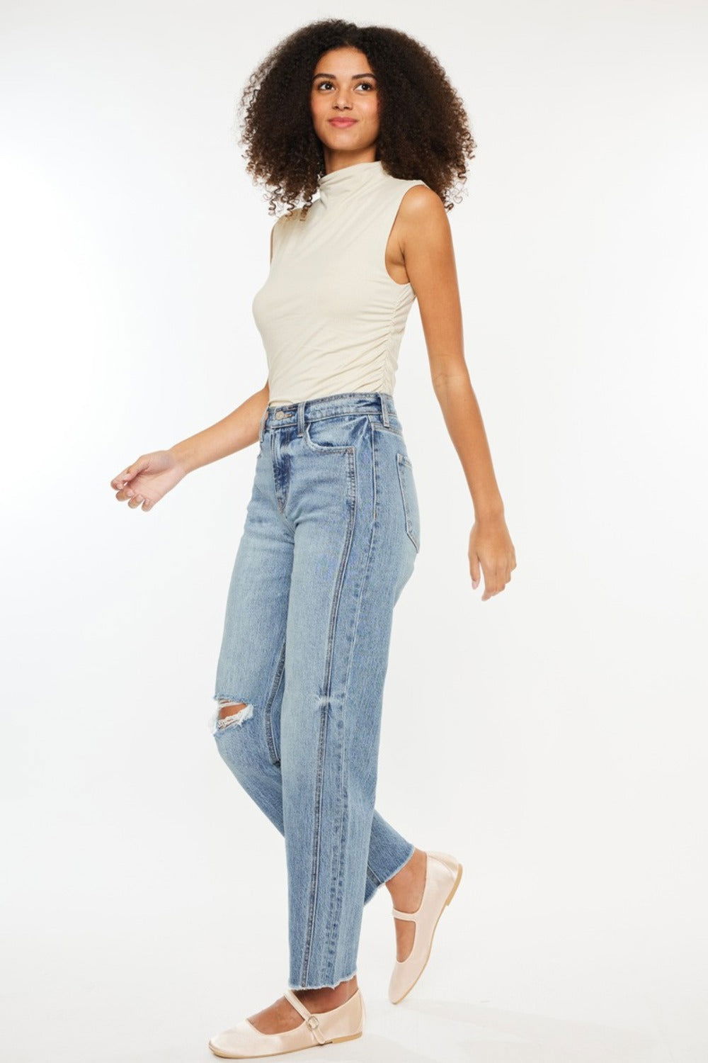 Kancan Ultra High Rise Distressed Straight Jeans us.meeeshop - 