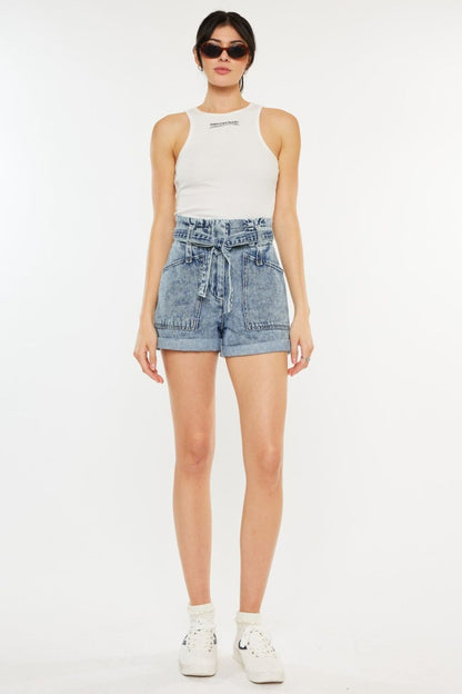 Kancan Ultra High Rise Paperbag Denim Shorts us.meeeshop - 