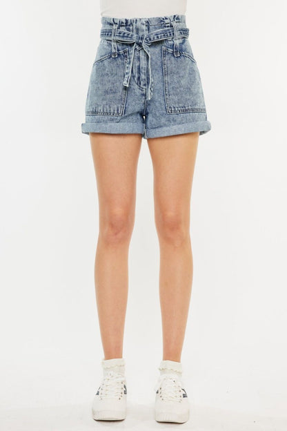 Kancan Ultra High Rise Paperbag Denim Shorts us.meeeshop - 