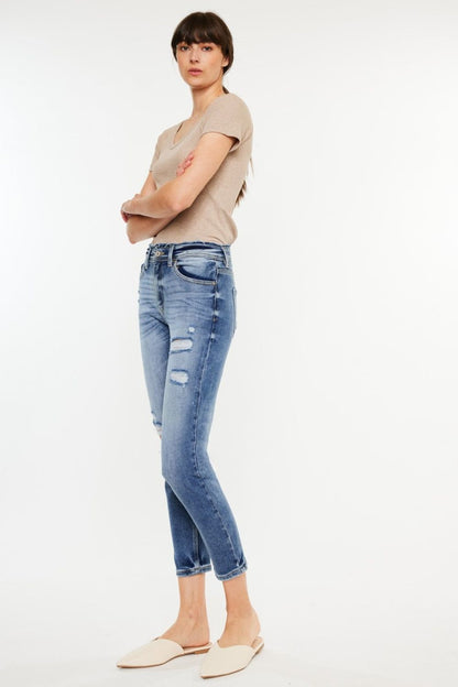 Kancan High Rise Distressed Mom Jeans - us.meeeshop
