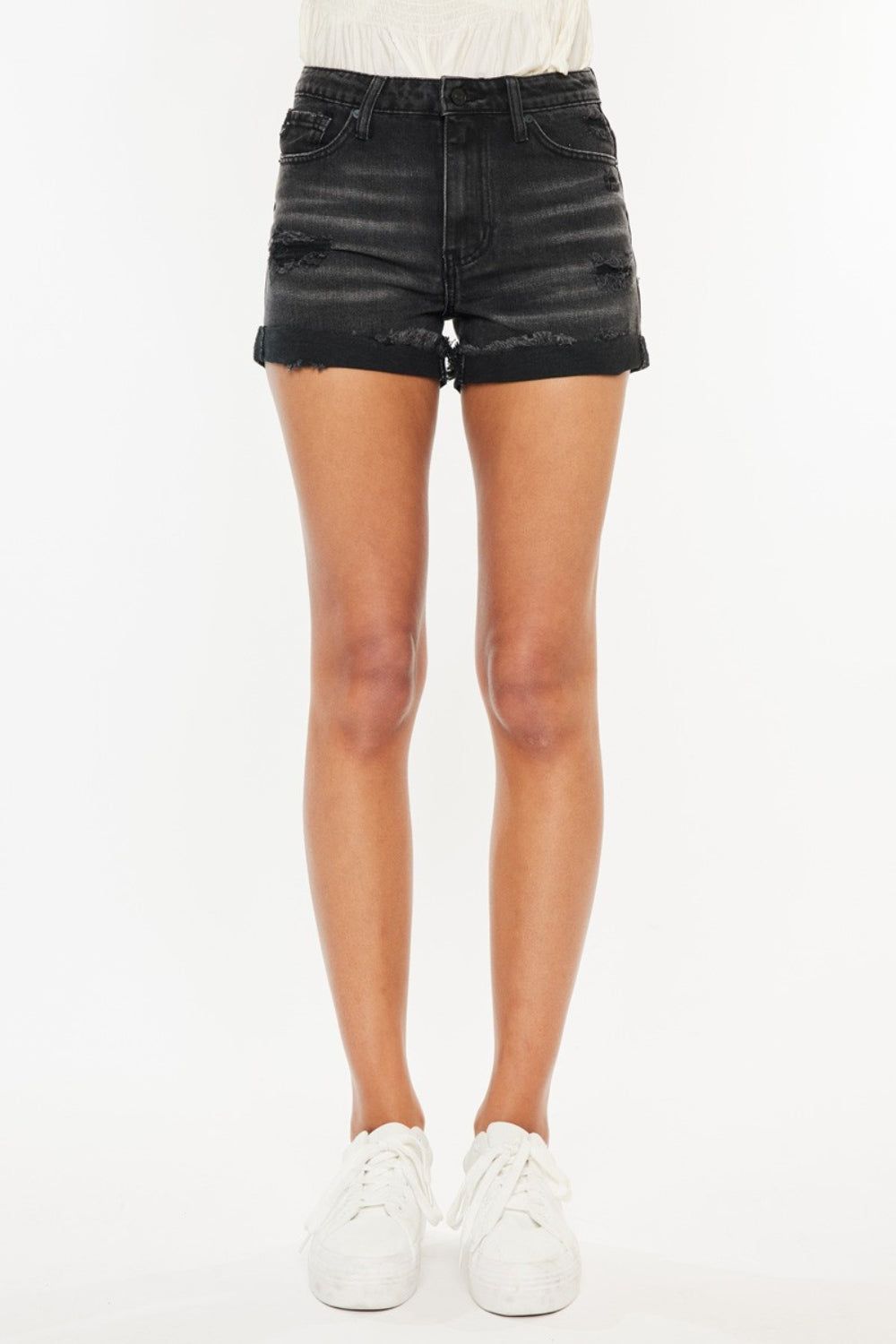 Kancan High Waist Distressed Denim Shorts - us.meeeshop