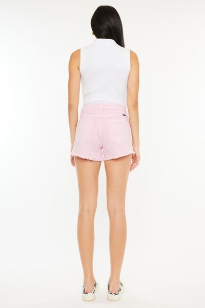 Kancan Raw Hem High Waist Denim Shorts - us.meeeshop