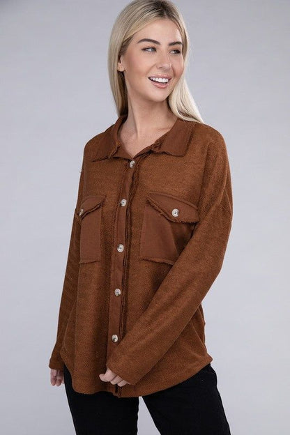 Women's Knit Shacket With Flap Pocket - us.meeeshop