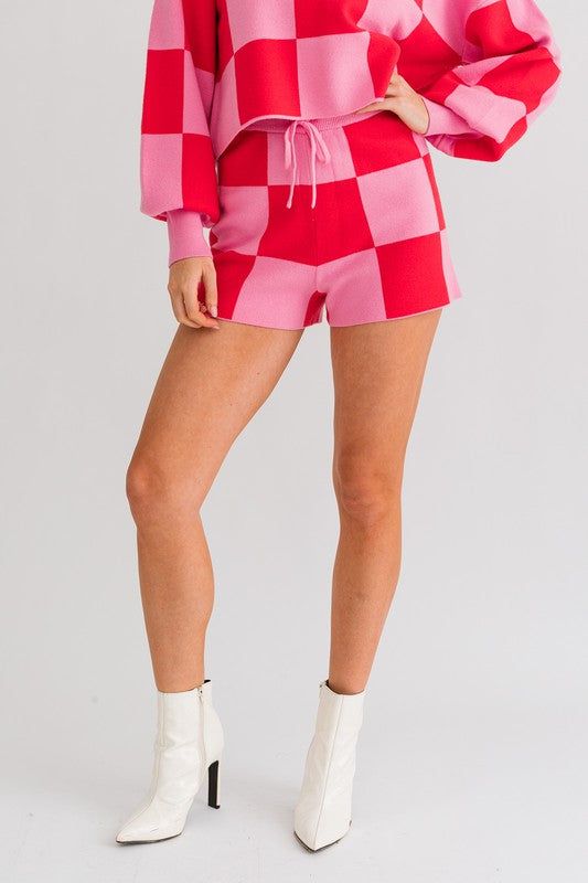 LE LIS | Checkered Sweater Shorts us.meeeshop - 