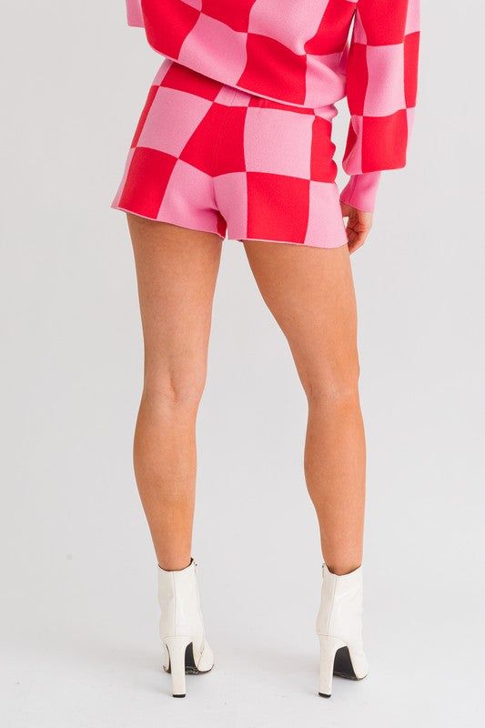 LE LIS | Checkered Sweater Shorts us.meeeshop - 