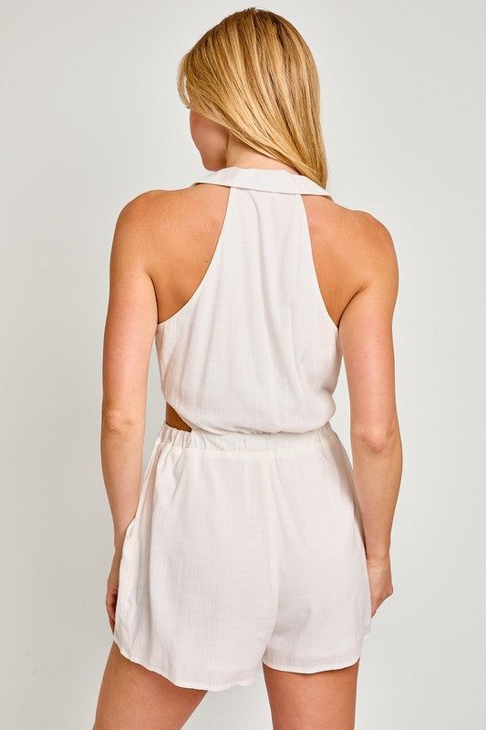 LE LIS Collared Sleeveless Romper us.meeeshop - 