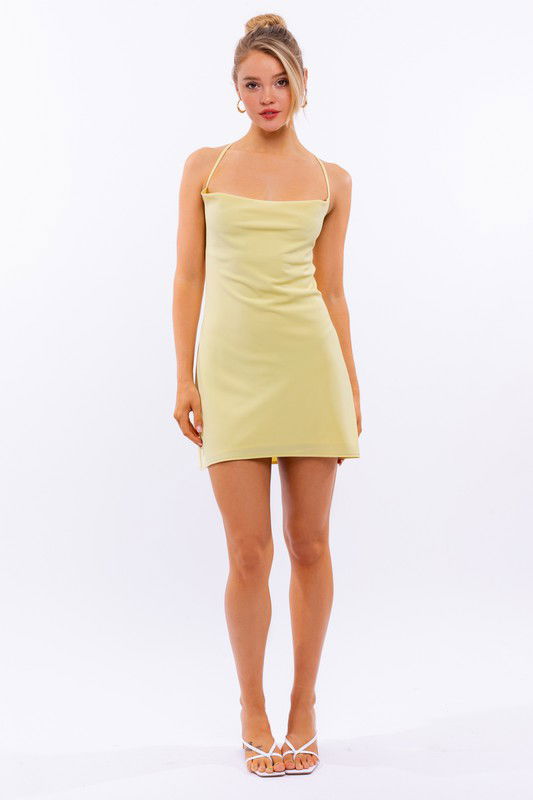 LE LIS Cowl Neck Back Tie-Up Dress us.meeeshop - 