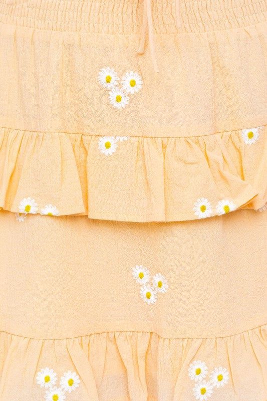 LE LIS | Daisy Embroidered Tiered Mini Skirt us.meeeshop - 