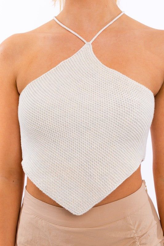 LE LIS Halter Crochet Knit Top us.meeeshop - Shirts & Tops